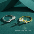 925 Sterling Silver Ring Trendy Gold Plated Rings